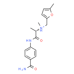 ChemSpider 2D Image | (2S)-1-[(4-Carbamoylphenyl)amino]-N-methyl-N-[(5-methyl-2-furyl)methyl]-1-oxo-2-propanaminium | C17H22N3O3