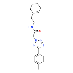 ChemSpider 2D Image | N-[2-(1-Cyclohexen-1-yl)ethyl]-2-[5-(4-methylphenyl)-2H-tetrazol-2-yl]acetamide | C18H23N5O