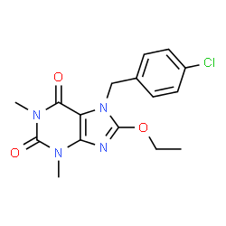 ChemSpider 2D Image | 7-(4-Chlorobenzyl)-8-ethoxy-1,3-dimethyl-3,7-dihydro-1H-purine-2,6-dione | C16H17ClN4O3