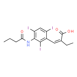 ChemSpider 2D Image | (2Z)-2-[3-(Butyrylamino)-2,4,6-triiodobenzylidene]butanoic acid | C15H16I3NO3