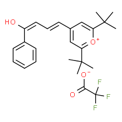 ChemSpider 2D Image | 4-[(1E,3E)-4-Hydroxy-4-phenyl-1,3-butadien-1-yl]-2,6-bis(2-methyl-2-propanyl)pyrylium trifluoroacetate | C25H29F3O4