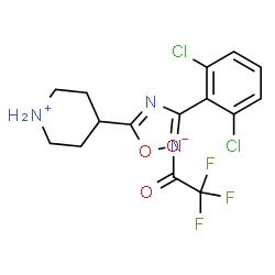 ChemSpider 2D Image | 4-[3-(2,6-Dichlorophenyl)-1,2,4-oxadiazol-5-yl]piperidinium trifluoroacetate | C15H14Cl2F3N3O3