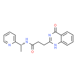ChemSpider 2D Image | 3-(4-Oxo-1,4-dihydro-2-quinazolinyl)-N-[(1R)-1-(2-pyridinyl)ethyl]propanamide | C18H18N4O2