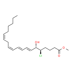 ChemSpider 2D Image | Methyl (5R,6S,7E,9E,11Z,14Z)-5-chloro-6-hydroxy-7,9,11,14-icosatetraenoate | C21H33ClO3