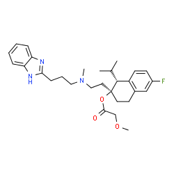 ChemSpider 2D Image | (1R,2S)-2-(2-{[3-(1H-Benzimidazol-2-yl)propyl](methyl)amino}ethyl)-6-fluoro-1-isopropyl-1,2,3,4-tetrahydro-2-naphthalenyl methoxyacetate | C29H38FN3O3