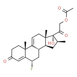 ChemSpider 2D Image | (6alpha,16beta)-6-Fluoro-17-hydroxy-16-methyl-3,20-dioxopregna-4,9(11)-dien-21-yl acetate | C24H31FO5