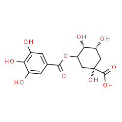 ChemSpider 2D Image | (1S,3R,4R)-1,3,4-Trihydroxy-5-[(3,4,5-trihydroxybenzoyl)oxy]cyclohexanecarboxylic acid | C14H16O10