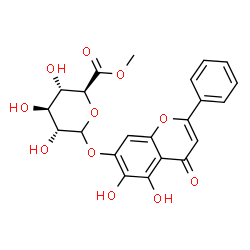 ChemSpider 2D Image | 5,6-Dihydroxy-4-oxo-2-phenyl-4H-chromen-7-yl methyl D-glucopyranosiduronate | C22H20O11