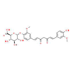 ChemSpider 2D Image | 4-[(1E,6E)-7-(4-Hydroxy-3-methoxyphenyl)-3,5-dioxo-1,6-heptadien-1-yl]-2-methoxyphenyl alpha-D-glucopyranosiduronic acid | C27H28O12