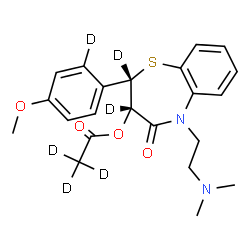 ChemSpider 2D Image | (2S,3S)-5-[2-(Dimethylamino)ethyl]-2-[4-methoxy(2-~2~H)phenyl]-4-oxo(2,3-~2~H_2_)-2,3,4,5-tetrahydro-1,5-benzothiazepin-3-yl (~2~H_3_)acetate | C22H20D6N2O4S