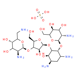 ChemSpider 2D Image | (1R,3R,4R)-4,6-Diamino-2-{[(3xi)-3-O-(2,6-diamino-2,6-dideoxy-beta-D-threo-hexopyranosyl)-beta-D-threo-pentofuranosyl]oxy}-3-hydroxycyclohexyl 2-amino-2-deoxy-alpha-D-threo-hexopyranoside sulfate (1:1
) | C23H47N5O18S
