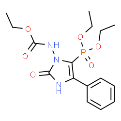 ChemSpider 2D Image | Diethyl {3-[(ethoxycarbonyl)amino]-2-oxo-5-phenyl-2,3-dihydro-1H-imidazol-4-yl}phosphonate | C16H22N3O6P