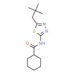 ChemSpider 2D Image | N-[5-(2,2-Dimethylpropyl)-1,3,4-thiadiazol-2-yl]cyclohexanecarboxamide | C14H23N3OS