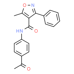 ChemSpider 2D Image | N-(4-Acetylphenyl)-5-methyl-3-phenyl-1,2-oxazole-4-carboxamide | C19H16N2O3
