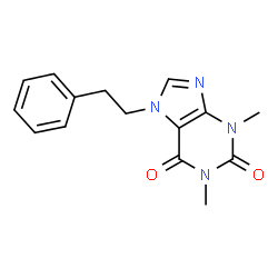 ChemSpider 2D Image | 1,3-Dimethyl-7-(2-phenylethyl)-3,7-dihydro-1H-purine-2,6-dione | C15H16N4O2