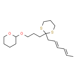 ChemSpider 2D Image | 2-(3-{2-[(2E,4E)-2,4-Hexadien-1-yl]-1,3-dithian-2-yl}propoxy)tetrahydro-2H-pyran | C18H30O2S2