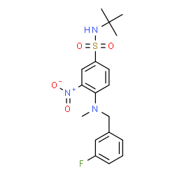 ChemSpider 2D Image | 4-[(3-Fluorobenzyl)(methyl)amino]-N-(2-methyl-2-propanyl)-3-nitrobenzenesulfonamide | C18H22FN3O4S