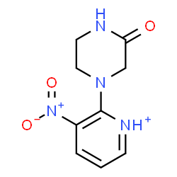 ChemSpider 2D Image | 3-Nitro-2-(3-oxo-1-piperazinyl)pyridinium | C9H11N4O3