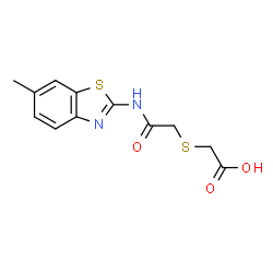 ChemSpider 2D Image | 2-((2-((6-methylbenzo[d]thiazol-2-yl)amino)-2-oxoethyl)thio)acetic acid | C12H12N2O3S2