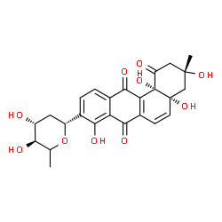ChemSpider 2D Image | (1R,5xi)-1,5-Anhydro-2,6-dideoxy-1-[(3R,4aR,12bS)-3,4a,8,12b-tetrahydroxy-3-methyl-1,7,12-trioxo-1,2,3,4,4a,7,12,12b-octahydro-9-tetraphenyl]-D-threo-hexitol | C25H26O10