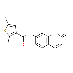 ChemSpider 2D Image | 4-Methyl-2-oxo-2H-chromen-7-yl 2,5-dimethyl-3-thiophenecarboxylate | C17H14O4S