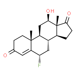 ChemSpider 2D Image | (6alpha,12beta)-6-Fluoro-12-hydroxyandrost-4-ene-3,17-dione | C19H25FO3