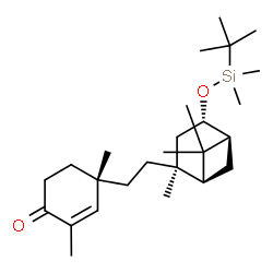 ChemSpider 2D Image | (4S)-4-{2-[(1S,2S,4S,5S)-4-{[Dimethyl(2-methyl-2-propanyl)silyl]oxy}-2,6,6-trimethylbicyclo[3.1.1]hept-2-yl]ethyl}-2,4-dimethyl-2-cyclohexen-1-one | C26H46O2Si