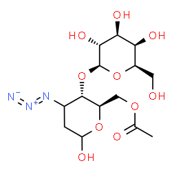 ChemSpider 2D Image | (3xi)-6-O-Acetyl-3-azido-2,3-dideoxy-4-O-beta-D-galactopyranosyl-D-erythro-hexopyranose | C14H23N3O10