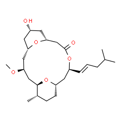 ChemSpider 2D Image | (1R,3S,5S,7S,9R,13R,15S,18S)-7-Hydroxy-3-methoxy-18-methyl-13-[(1E)-4-methyl-1-penten-1-yl]-12,19,20-trioxatricyclo[13.3.1.1~5,9~]icosan-11-one | C25H42O6
