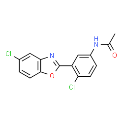 ChemSpider 2D Image | N-[4-Chloro-3-(5-chloro-1,3-benzoxazol-2-yl)phenyl]acetamide | C15H10Cl2N2O2
