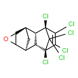 ChemSpider 2D Image | (1R,2S,3S,6R,7R,8S)-3,4,5,6,13,13-Hexachloro-10-oxapentacyclo[6.3.1.1~3,6~.0~2,7~.0~9,11~]tridec-4-ene | C12H8Cl6O