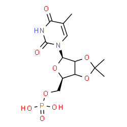 ChemSpider 2D Image | 1-(2,3-O-Isopropylidene-5-O-phosphono-beta-D-glycero-pentofuranosyl)-5-methyl-2,4(1H,3H)-pyrimidinedione | C13H19N2O9P