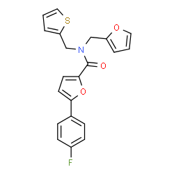 ChemSpider 2D Image | 5-(4-Fluorophenyl)-N-(2-furylmethyl)-N-(2-thienylmethyl)-2-furamide | C21H16FNO3S