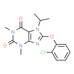 ChemSpider 2D Image | 8-(2-Chlorophenoxy)-7-isopropyl-1,3-dimethyl-3,7-dihydro-1H-purine-2,6-dione | C16H17ClN4O3