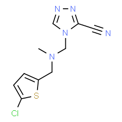 ChemSpider 2D Image | 4-({[(5-Chloro-2-thienyl)methyl](methyl)amino}methyl)-4H-1,2,4-triazole-3-carbonitrile | C10H10ClN5S