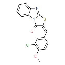 ChemSpider 2D Image | (2E)-2-(3-Chloro-4-methoxybenzylidene)[1,3]thiazolo[3,2-a]benzimidazol-3(2H)-one | C17H11ClN2O2S