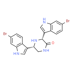 ChemSpider 2D Image | (3R,5S)-3,5-Bis(6-bromo-1H-indol-3-yl)-2-piperazinone | C20H16Br2N4O