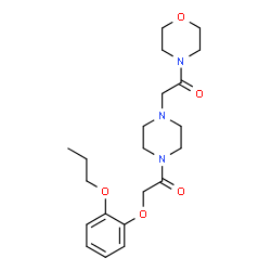 ChemSpider 2D Image | 1-(4-Morpholinyl)-2-{4-[(2-propoxyphenoxy)acetyl]-1-piperazinyl}ethanone | C21H31N3O5