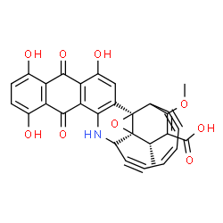 ChemSpider 2D Image | (2R,4S,5S,11Z)-21,24,28-Trihydroxy-7-methoxy-5-methyl-19,26-dioxo-3-oxa-16-azaheptacyclo[15.12.0.0~2,4~.0~2,8~.0~4,15~.0~18,27~.0~20,25~]nonacosa-1(29),6,11,17,20,22,24,27-octaene-9,13-diyne-6-carboxy
lic acid | C30H19NO9