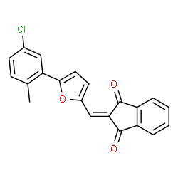 ChemSpider 2D Image | 2-{[5-(5-Chloro-2-methylphenyl)-2-furyl]methylene}-1H-indene-1,3(2H)-dione | C21H13ClO3