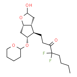 ChemSpider 2D Image | 4,4-Difluoro-1-[(3aR,4R,5R,6aS)-2-hydroxy-5-(tetrahydro-2H-pyran-2-yloxy)hexahydro-2H-cyclopenta[b]furan-4-yl]-3-octanone | C20H32F2O5
