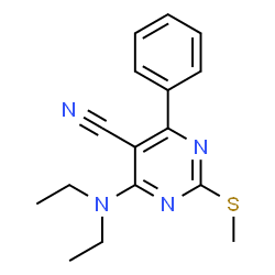 ChemSpider 2D Image | 4-(Diethylamino)-2-(methylsulfanyl)-6-phenyl-5-pyrimidinecarbonitrile | C16H18N4S