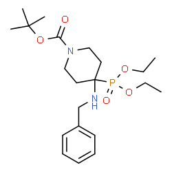 ChemSpider 2D Image | 2-Methyl-2-propanyl 4-(benzylamino)-4-(diethoxyphosphoryl)-1-piperidinecarboxylate | C21H35N2O5P