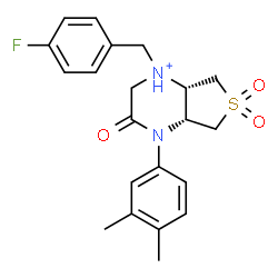ChemSpider 2D Image | (4aR,7aS)-4-(3,4-Dimethylphenyl)-1-(4-fluorobenzyl)-3-oxooctahydrothieno[3,4-b]pyrazin-1-ium 6,6-dioxide | C21H24FN2O3S