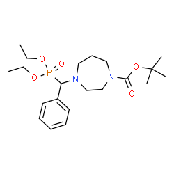 ChemSpider 2D Image | 2-Methyl-2-propanyl 4-[(diethoxyphosphoryl)(phenyl)methyl]-1,4-diazepane-1-carboxylate | C21H35N2O5P