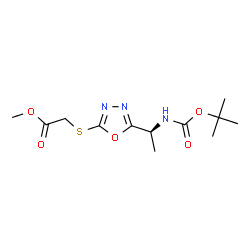 ChemSpider 2D Image | Methyl [(5-{(1S)-1-[(tert-butoxycarbonyl)amino]ethyl}-1,3,4-oxadiazol-2-yl)sulfanyl]acetate | C12H19N3O5S