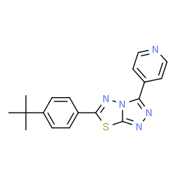 ChemSpider 2D Image | 6-(4-tert-Butyl-phenyl)-3-pyridin-4-yl-[1,2,4]triazolo[3,4-b][1,3,4]thiadiazole | C18H17N5S