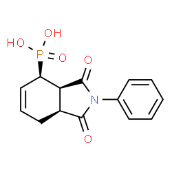 ChemSpider 2D Image | [(3aR,4R,7aS)-1,3-Dioxo-2-phenyl-2,3,3a,4,7,7a-hexahydro-1H-isoindol-4-yl]phosphonic acid | C14H14NO5P