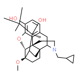 ChemSpider 2D Image | (5alpha,6beta,14beta)-17-(Cyclopropylmethyl)-18-[(2S)-2-hydroxy-3,3-dimethyl-2-butanyl]-6-methoxy-18,19-dihydro-4,5-epoxy-6,14-ethenomorphinan-3-ol | C29H41NO4