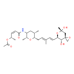 ChemSpider 2D Image | (2S,3Z)-5-{[(2R,5S,6S)-6-{(2E,4E)-5-[(3R,4R,5R,7S)-4,7-Dihydroxy-7-methyl-1,6-dioxaspiro[2.5]oct-5-yl]-3-methyl-2,4-pentadien-1-yl}-2,5-dimethyltetrahydro-2H-pyran-3-yl]amino}-5-oxo-3-penten-2-yl acet
ate | C27H41NO8